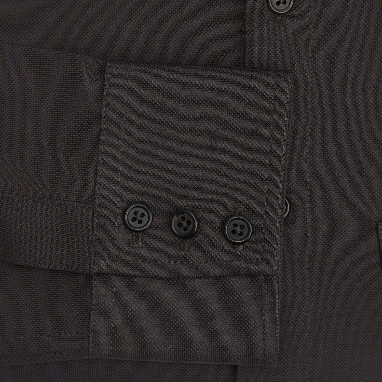 View 4 of product A Brown Pique Shirt by Turnbull & Asser, featuring long sleeves, a collar, and a single chest pocket, is laid flat on a white background.
