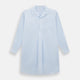 The Turnbull & Asser Pale Blue Fine Micro Check Nightshirt is a relaxed-fit, long-sleeve sleepwear piece with a collar, chest pocket, buttoned half-placket, and front pleat, shown against a plain white background.