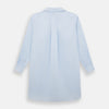 View 3 of product The Turnbull & Asser Pale Blue Fine Micro Check Nightshirt is a relaxed-fit, long-sleeve sleepwear piece with a collar, chest pocket, buttoned half-placket, and front pleat, shown against a plain white background.