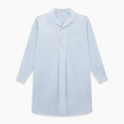 Pale Blue Fine Micro Check Nightshirt Image 5