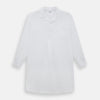 View 1 of product The Turnbull & Asser White Linen Nightshirt features long sleeves, a buttoned placket, single chest pocket, and relaxed fit—perfect for stylish sleepwear. Shown laid flat on a white background.