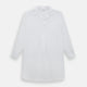 The Turnbull & Asser White Linen Nightshirt features long sleeves, a buttoned placket, single chest pocket, and relaxed fit—perfect for stylish sleepwear. Shown laid flat on a white background.