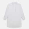 View 3 of product The Turnbull & Asser White Linen Nightshirt features long sleeves, a buttoned placket, single chest pocket, and relaxed fit—perfect for stylish sleepwear. Shown laid flat on a white background.