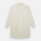 The Cream Nightshirt by Turnbull & Asser is a long-sleeved, cream-colored shirt dress with a collar, partial button front, chest pocket, and relaxed fit—ideal as comfortable sleepwear—shown on a plain white background.