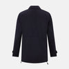 View 3 of product The Navy Short Albert Trench Coat by Turnbull & Asser UK features dark navy fabric, six black buttons, a notched collar, long sleeves with adjustable cuffs, and front zip pockets—displayed on a plain white background.