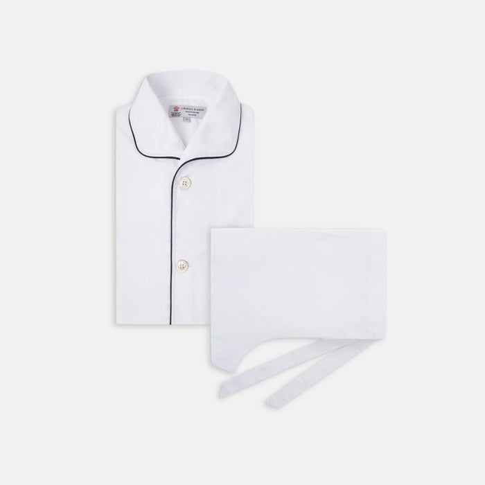 White Piped Cotton Pyjama Set