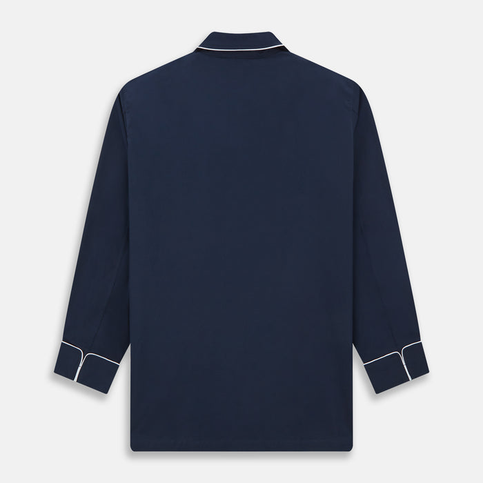Navy Piped Cotton Pyjama Set Image 4