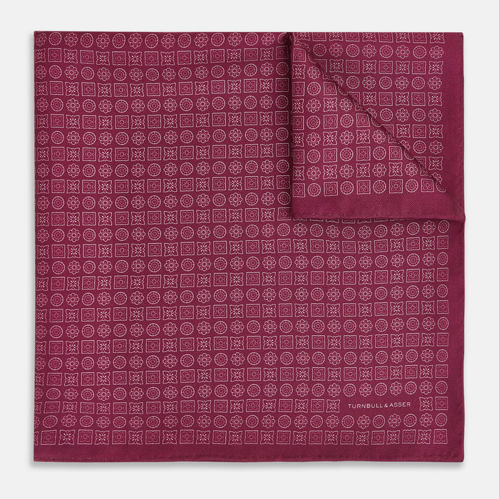 Floral Burgundy Pocket Square in Silk