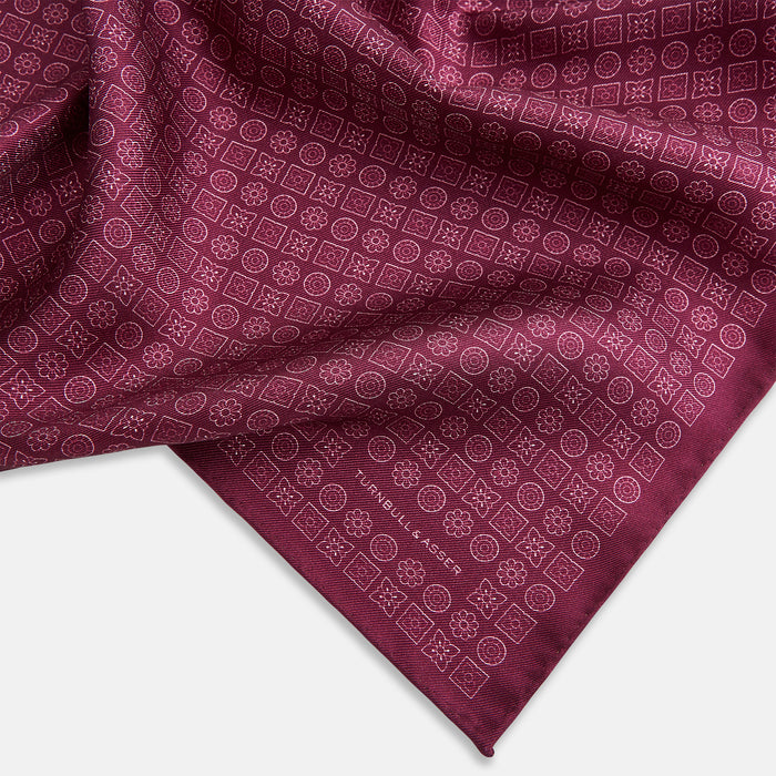 Floral Burgundy Pocket Square in Silk Image 1