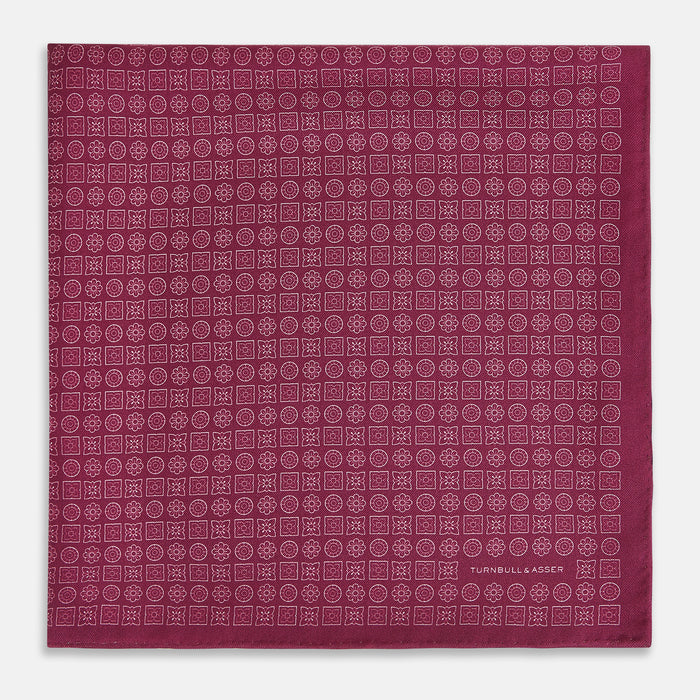 Floral Burgundy Pocket Square in Silk Image 2