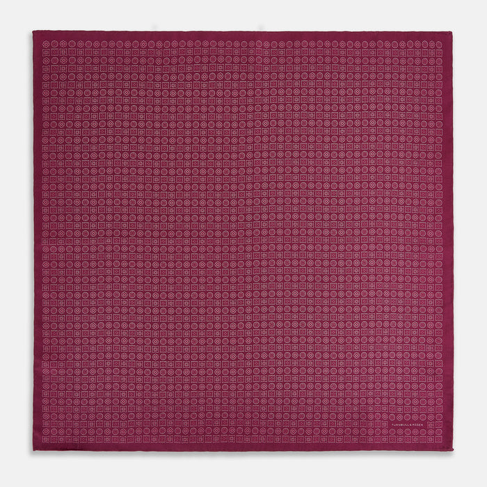 Floral Burgundy Pocket Square in Silk Image 3