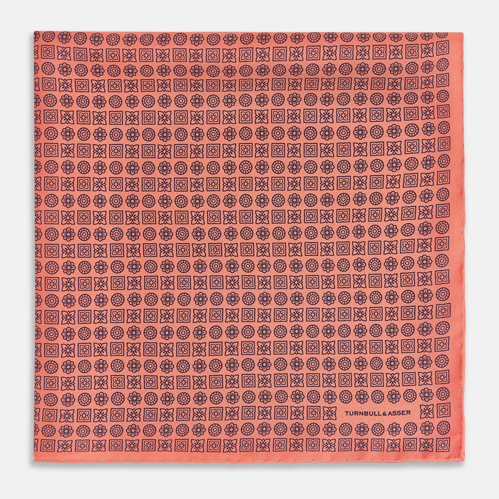 Floral Orange Pocket Square in Silk Image 2
