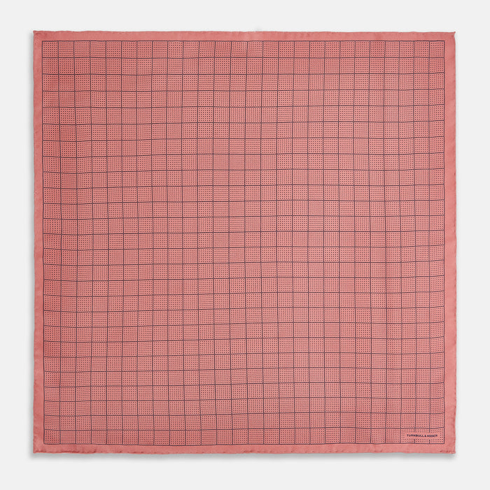Checked Pink Pocket Square in Silk Image 3
