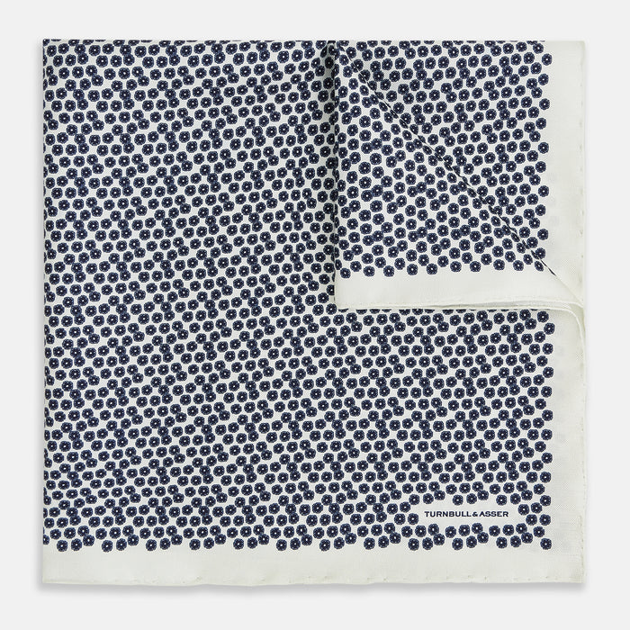 Floral White Pocket Square in Silk