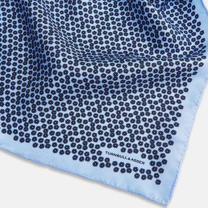 Floral Blue Pocket Square in Silk Image 1