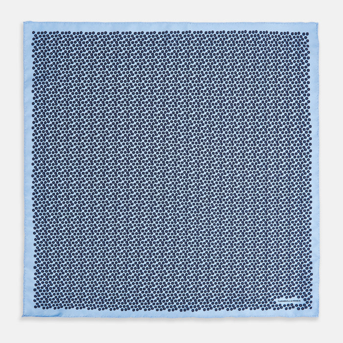 Floral Blue Pocket Square in Silk Image 3