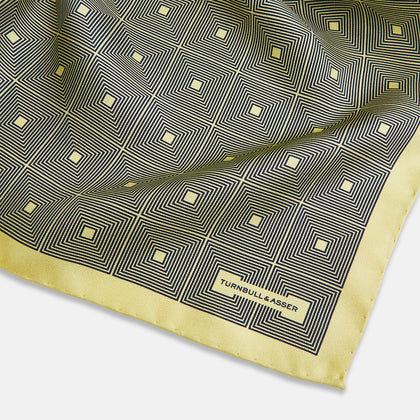Checked Yellow Pocket Square in Silk Image 1