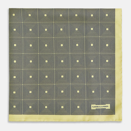 Checked Yellow Pocket Square in Silk Image 2