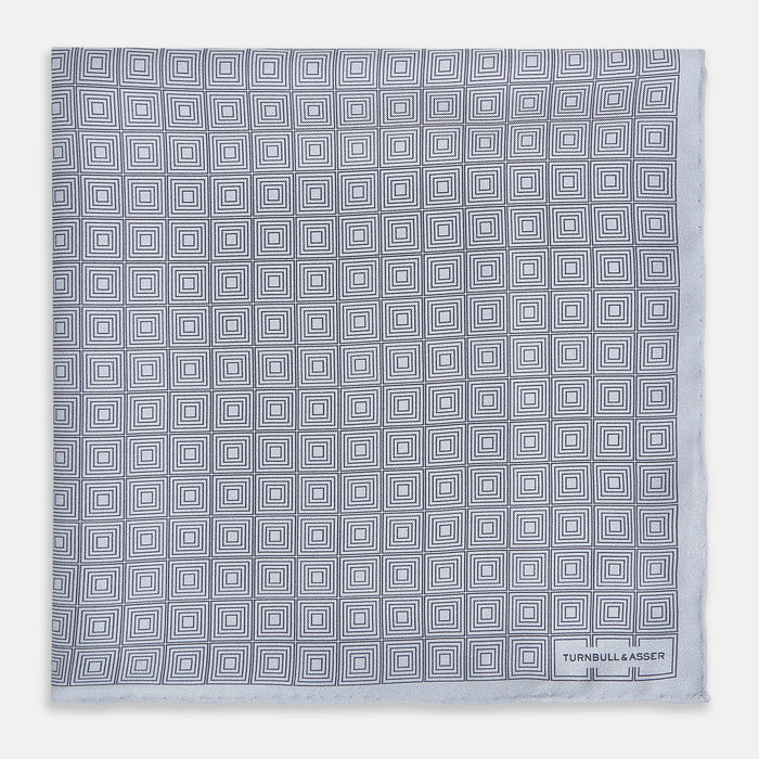 Geometric Silver Wine Pocket Square in Silk Image 2