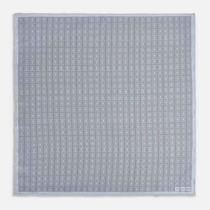 Geometric Silver Wine Pocket Square in Silk Image 3