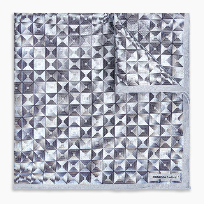 Geometric Silver Wine Pocket Square in Silk Image 4