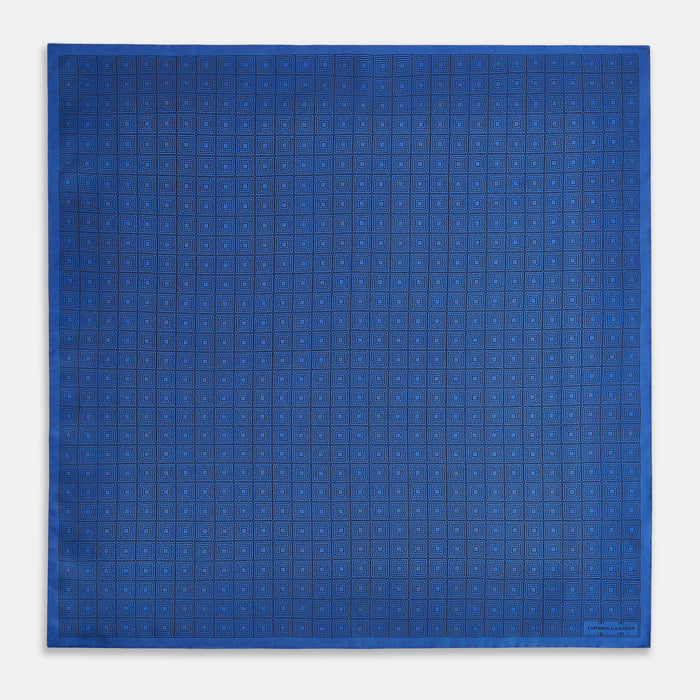 Geometric Blue Avio Blue Pocket Square in Silk Image 3