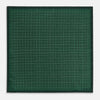 View 4 of product The Geometric Green Pocket Square in Silk by Turnbull & Asser UK features a sophisticated forest green hue with a geometric pattern of concentric squares and a visible Turnbull & Asser label in the corner.