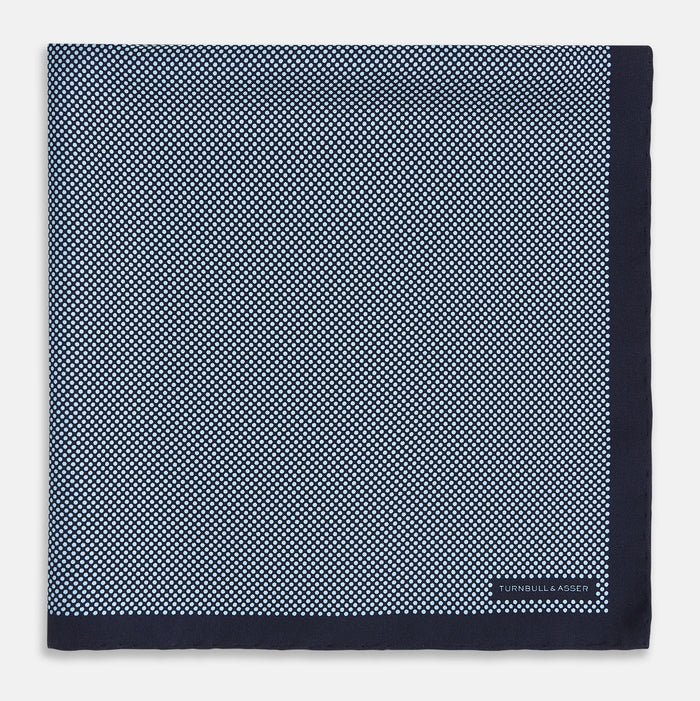 Polka dot Navy Pocket Square in Silk Image 2
