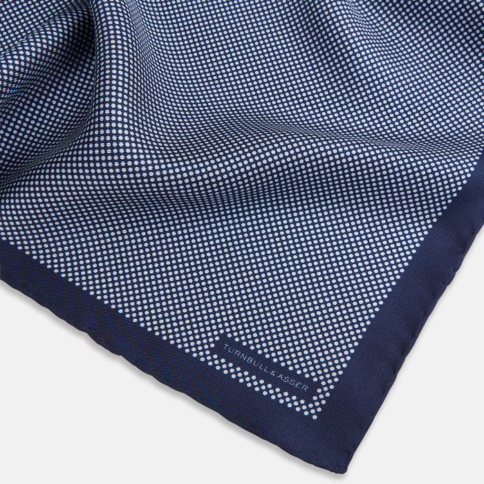 Polka dot Denim Pocket Square in Silk Image 1