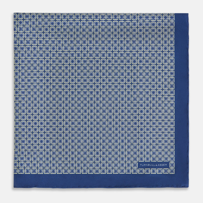 Geometric Blue Lilac Pocket Square in Silk Image 2
