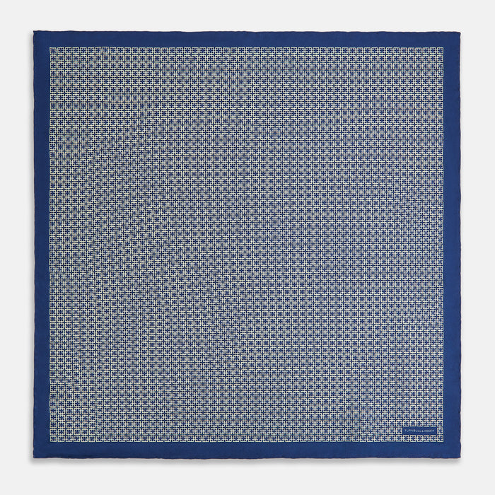 Geometric Blue Lilac Pocket Square in Silk Image 3