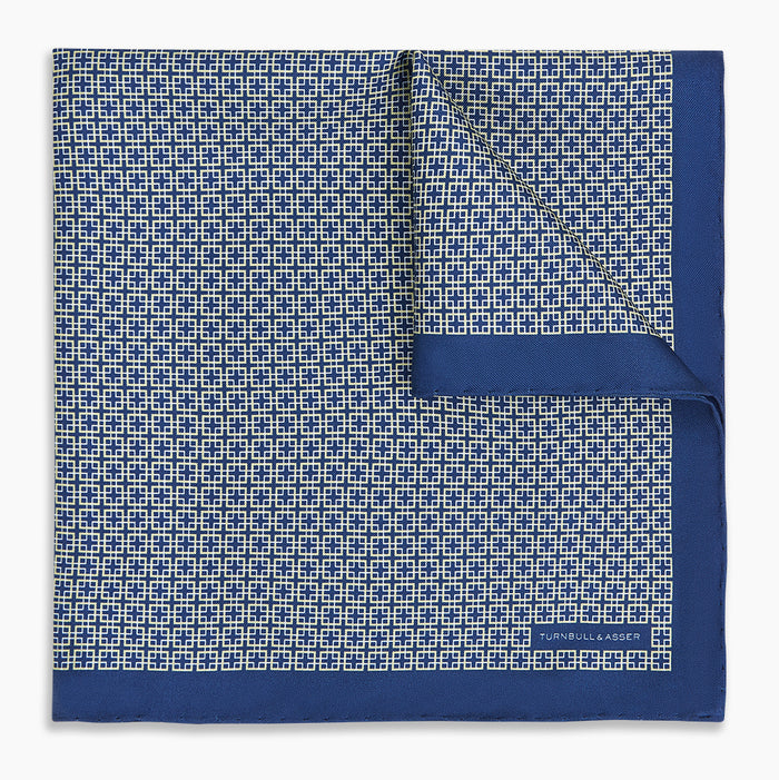 Geometric Blue Lilac Pocket Square in Silk Image 4