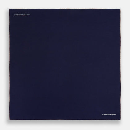Navy Piped Silk Pocket Square Image 3