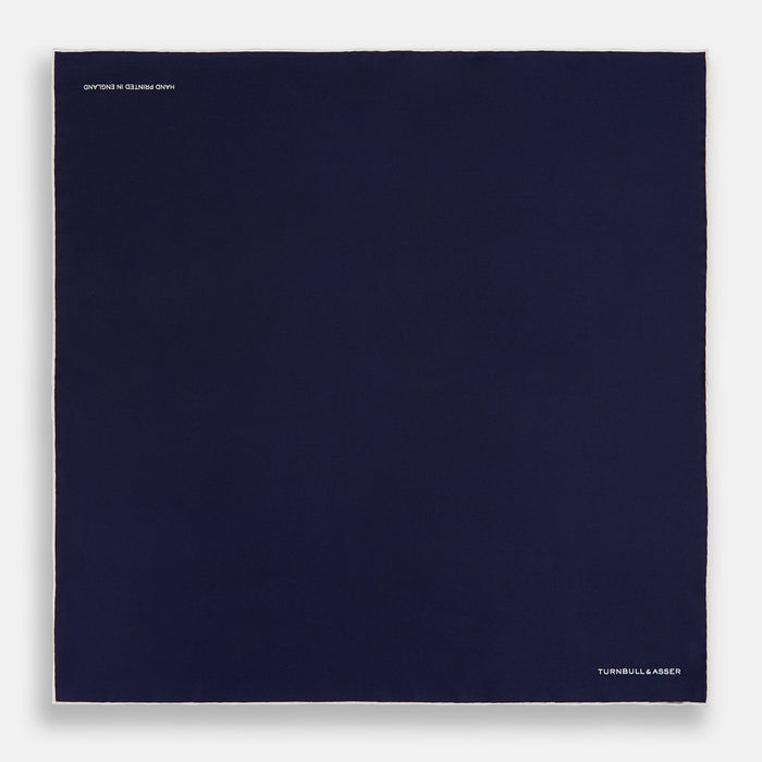 Navy Piped Silk Pocket Square Image 3