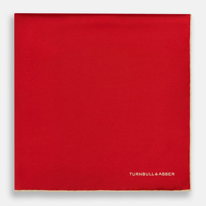 RED AND GOLD PIPED SILK POCKET SQUARE Image 2