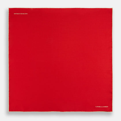 RED AND GOLD PIPED SILK POCKET SQUARE Image 3