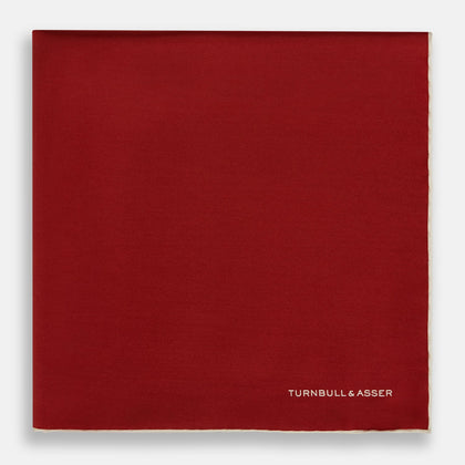 BURGUNDY AND ECRU PIPED SILK POCKET SQUARE Image 2