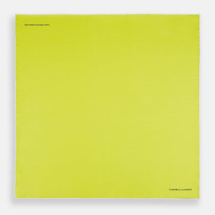 Canary Yellow Piped Silk Pocket Square Image 3
