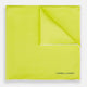 The Canary Yellow Piped Silk Pocket Square by Turnbull & Asser features white edges and black branding in the bottom right corner, making it a perfect accessory for formal attire. Shown on a plain white background.
