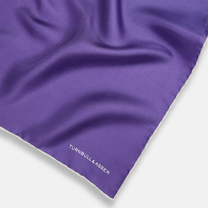 VIOLET AND ECRU PIPED SILK POCKET SQUARE Image 1