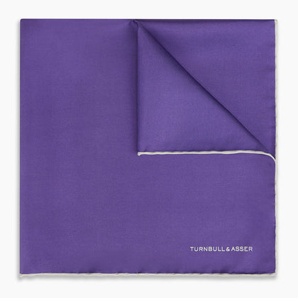 VIOLET AND ECRU PIPED SILK POCKET SQUARE Image 4