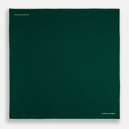 FOREST GREEN AND ECRU PIPED SILK POCKET SQUARE Image 3