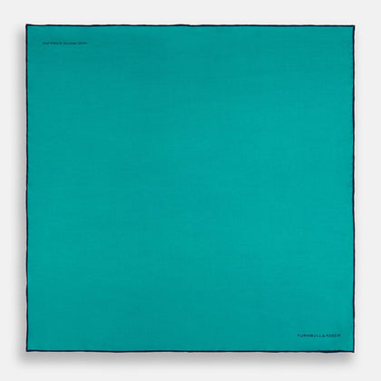 Turquoise Piped Silk Pocket Square Image 3
