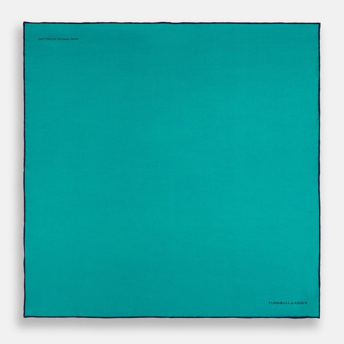 Turquoise Piped Silk Pocket Square Image 3