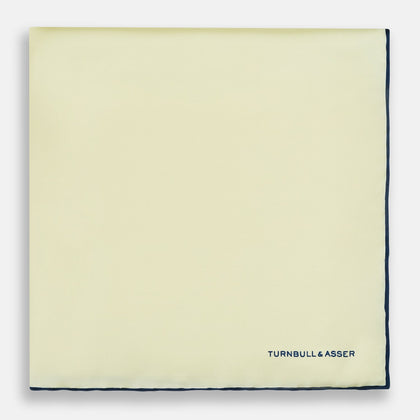 GOLD AND NAVY BLUE PIPED SILK POCKET SQUARE Image 2