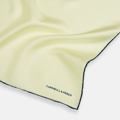 GOLD AND NAVY BLUE PIPED SILK POCKET SQUARE Image 1