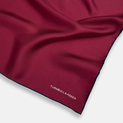 Mauve Piped Silk Pocket Square Image 1