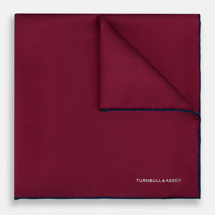 Mauve Piped Silk Pocket Square