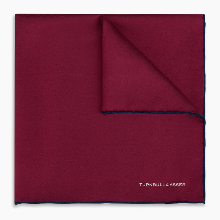 Mauve Piped Silk Pocket Square Image 4
