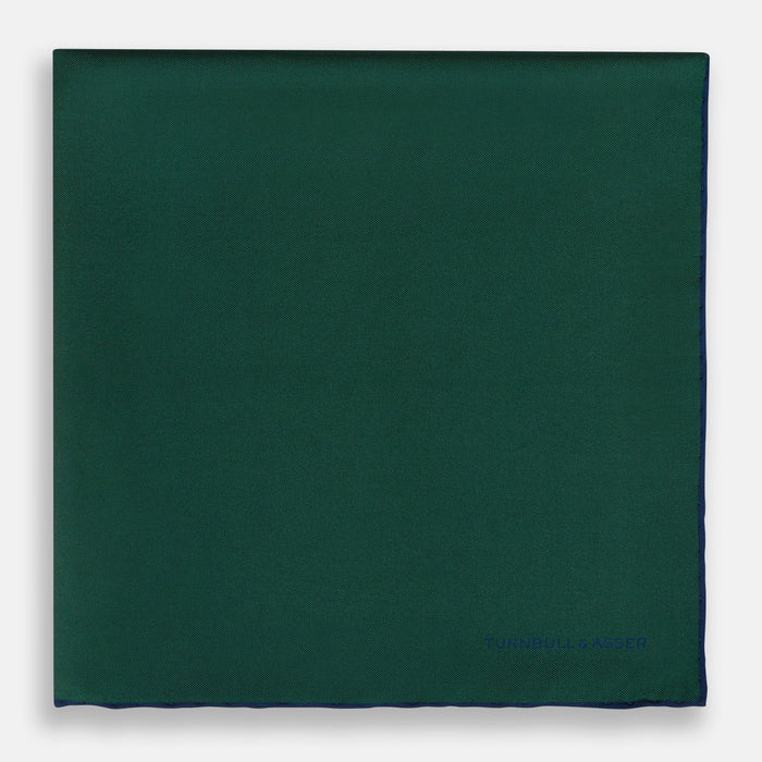Petrol Green Piped Silk Pocket Square Image 2